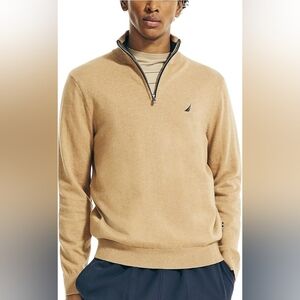 Nautica Men's Zip-Front Sweater in Camel